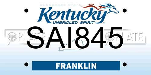 SAI845 Kentucky License Plate