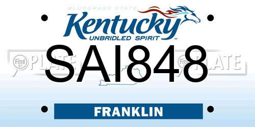 SAI848 Kentucky License Plate
