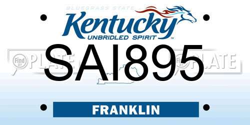 SAI895 Kentucky License Plate