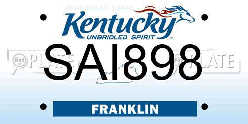 SAI898 Kentucky License Plate