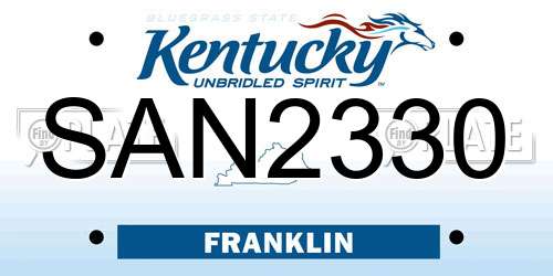 SAN2330 Kentucky License Plate