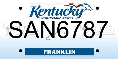 SAN6787 Kentucky License Plate