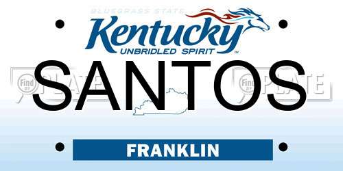 SANTOS Kentucky License Plate