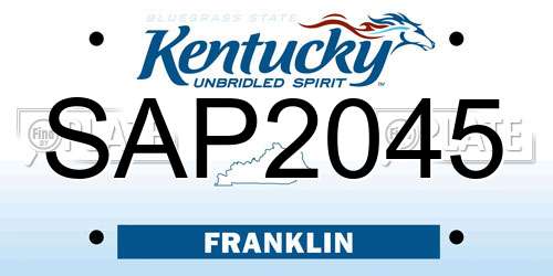 SAP2045 Kentucky License Plate
