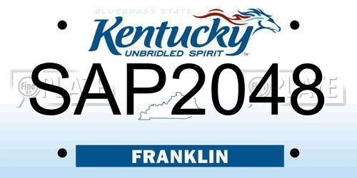 SAP2048 Kentucky License Plate