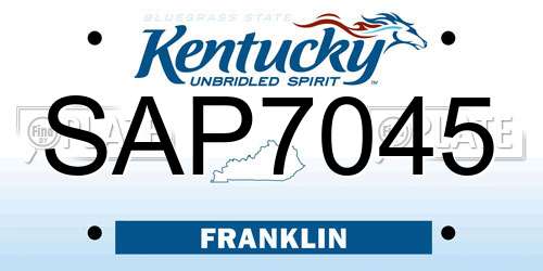 SAP7045 Kentucky License Plate