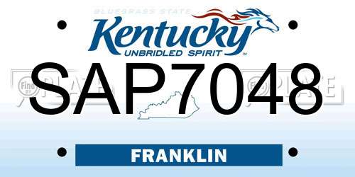 SAP7048 Kentucky License Plate