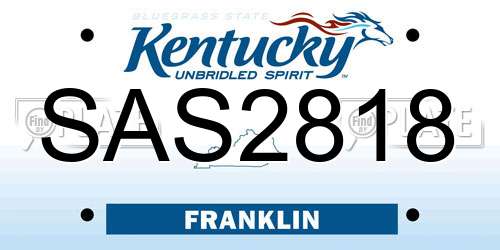 SAS2818 Kentucky License Plate