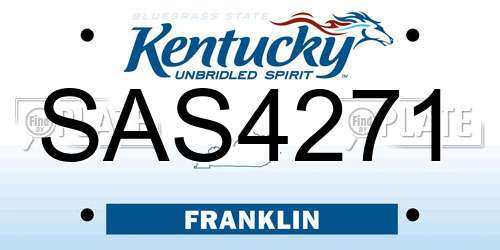 SAS4271 Kentucky License Plate