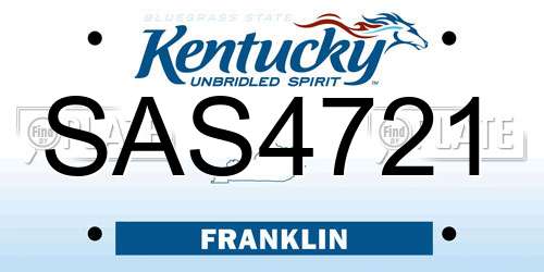 SAS4721 Kentucky License Plate