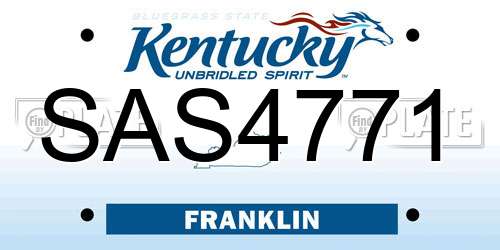 SAS4771 Kentucky License Plate
