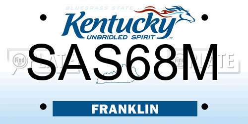 SAS68M Kentucky License Plate
