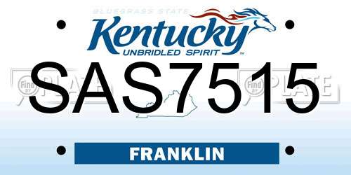 SAS7515 Kentucky License Plate