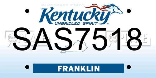 SAS7518 Kentucky License Plate