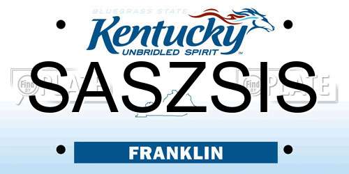 SASZSIS Kentucky License Plate