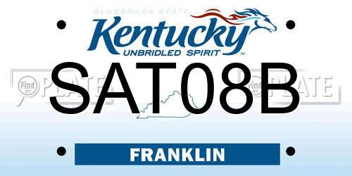 SAT08B Kentucky License Plate