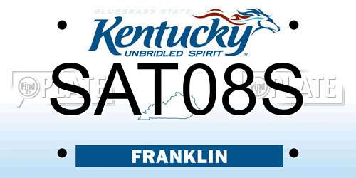 SAT08S Kentucky License Plate