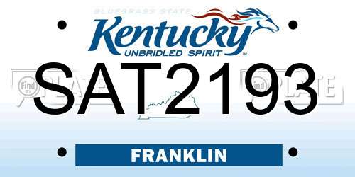 SAT2193 Kentucky License Plate