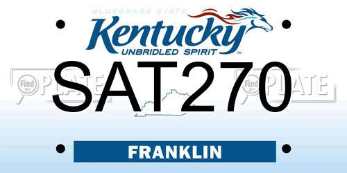 SAT270 Kentucky License Plate