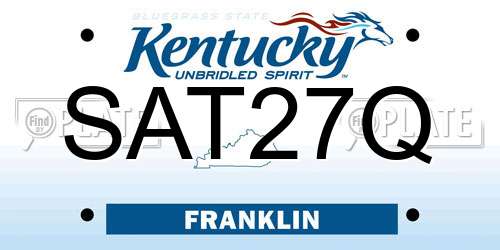 SAT27Q Kentucky License Plate