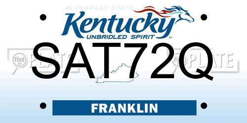 SAT72Q Kentucky License Plate