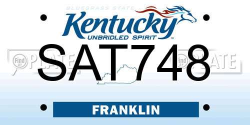 SAT748 Kentucky License Plate