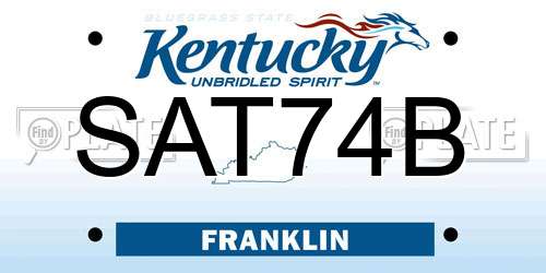 SAT74B Kentucky License Plate