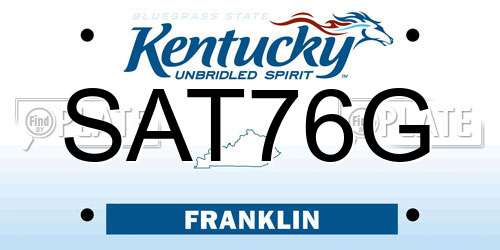 SAT76G Kentucky License Plate