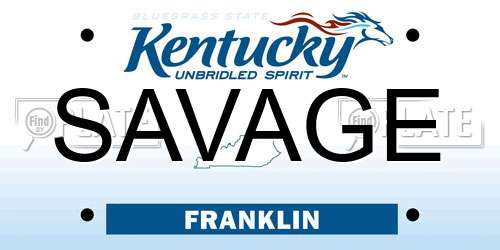 SAVAGE Kentucky License Plate