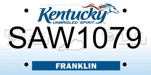 SAW1079 Kentucky License Plate