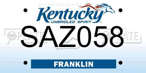 SAZ058 Kentucky License Plate
