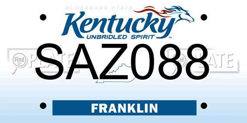 SAZ088 Kentucky License Plate