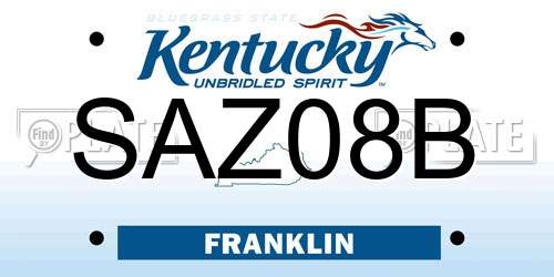 SAZ08B Kentucky License Plate