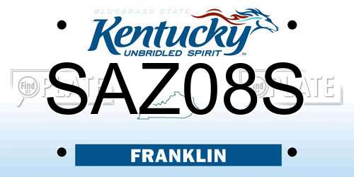 SAZ08S Kentucky License Plate