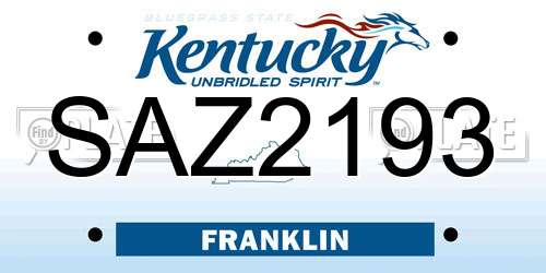 SAZ2193 Kentucky License Plate