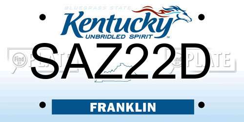 SAZ22D Kentucky License Plate