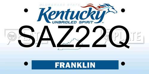 SAZ22Q Kentucky License Plate