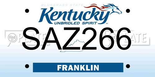 SAZ266 Kentucky License Plate
