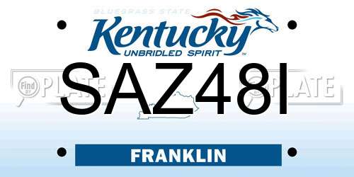 SAZ48I Kentucky License Plate