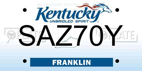 SAZ70Y Kentucky License Plate