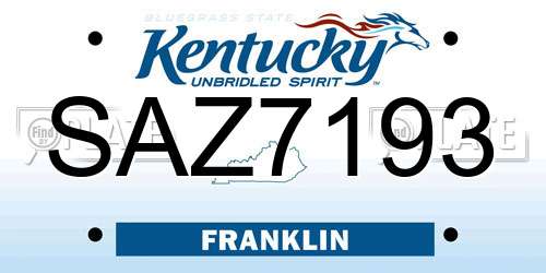 SAZ7193 Kentucky License Plate