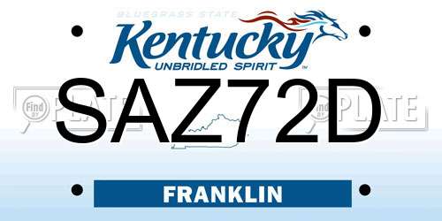 SAZ72D Kentucky License Plate