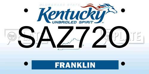 SAZ72O Kentucky License Plate