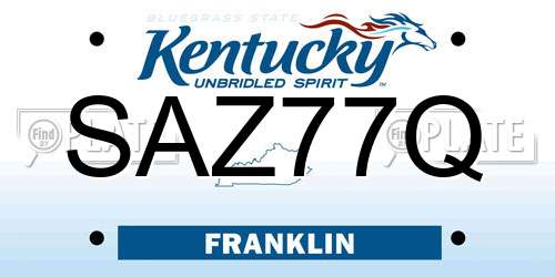 SAZ77Q Kentucky License Plate