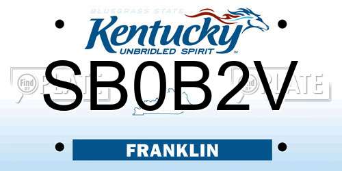 SB0B2V Kentucky License Plate