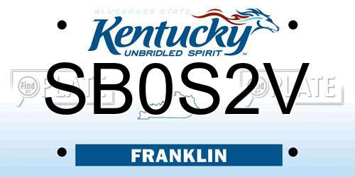SB0S2V Kentucky License Plate