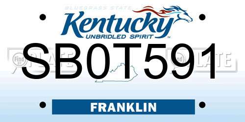 SB0T591 Kentucky License Plate
