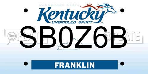 SB0Z6B Kentucky License Plate