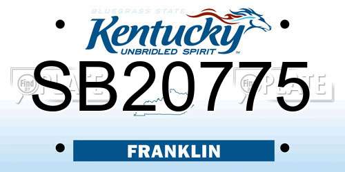 SB20775 Kentucky License Plate