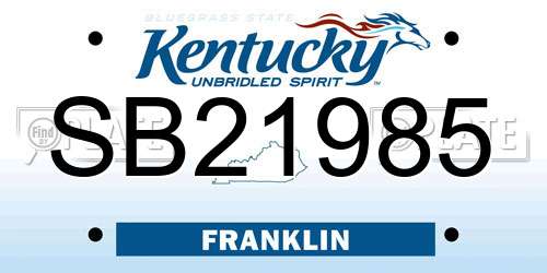SB21985 Kentucky License Plate